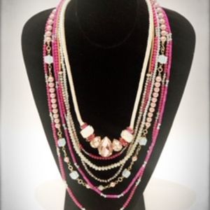 PINK MULTI TEARDROP SWAROSKI AND CRYSTAL NECKLACE